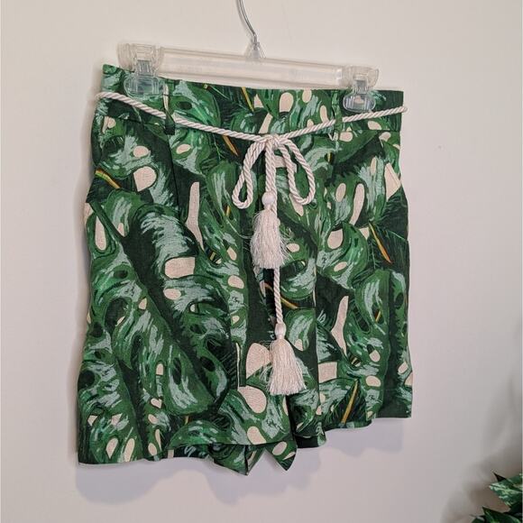 Joie Tropical Green Leaf Print Women's High Waist Shorts Size Medium - Picture 1 of 11